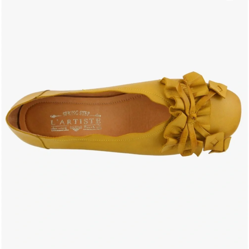 SPRING STEP L’ARTISTE LOUISA BALLERINA FLATS YELLOW LEATHER SZ 37 EU / 6.5-7 US - Picture 8 of 13